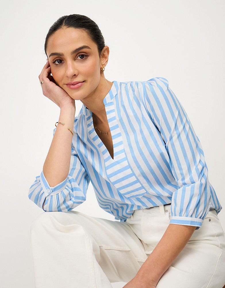 Freya Blouse in Blue & White Stripe