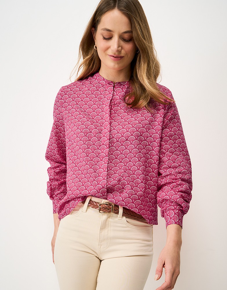 Savannah Cotton-Viscose Blouse in Pink Shell Print