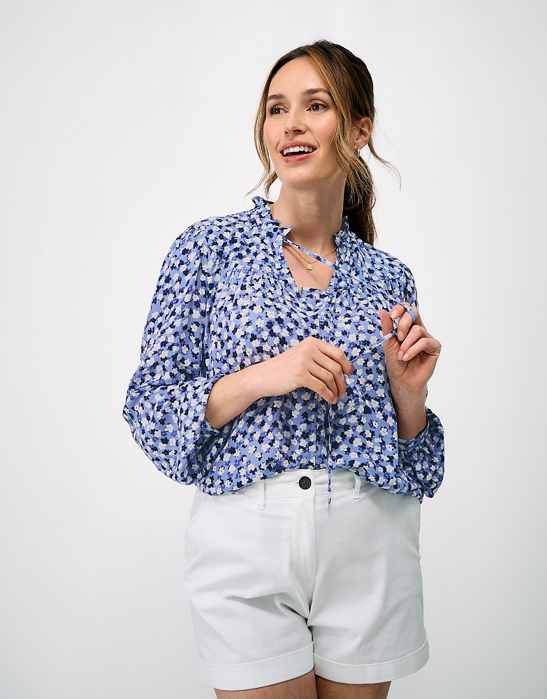 Noemi Button Through Blouse in Blue