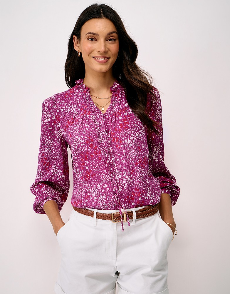 Noemi Button Through Floral Blouse in Pink