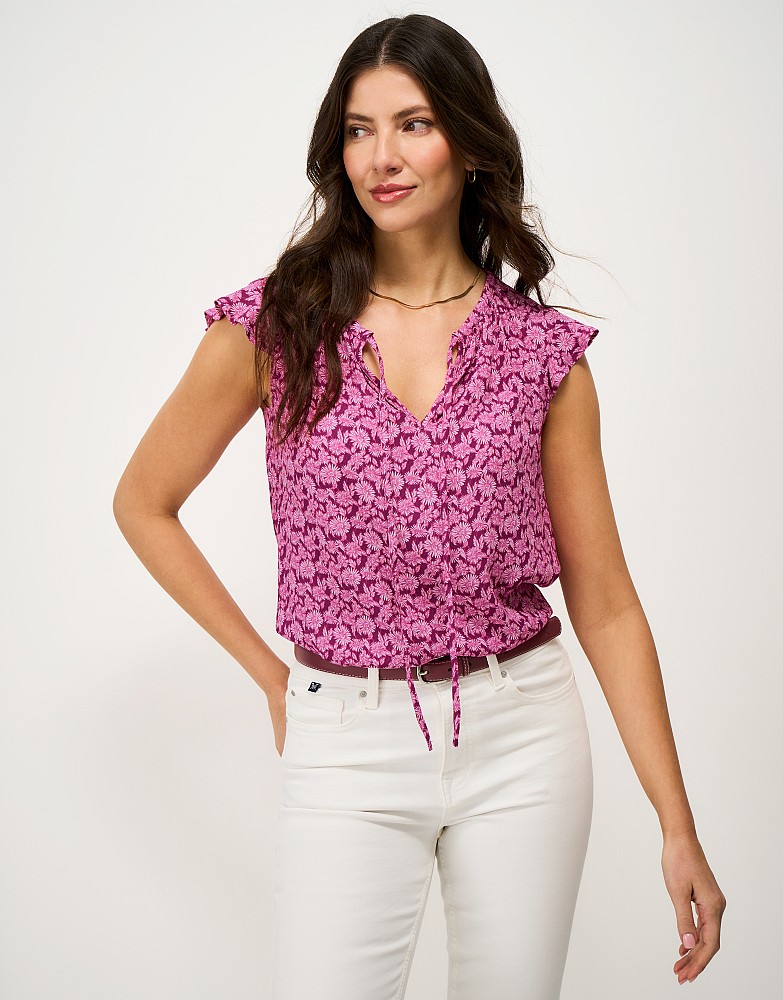 Ondine Top in Pink Daisy Floral Print