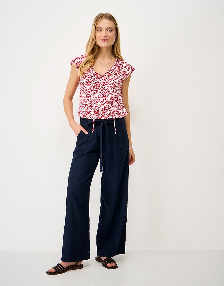 Ondine Top in Red Daisy Floral Print