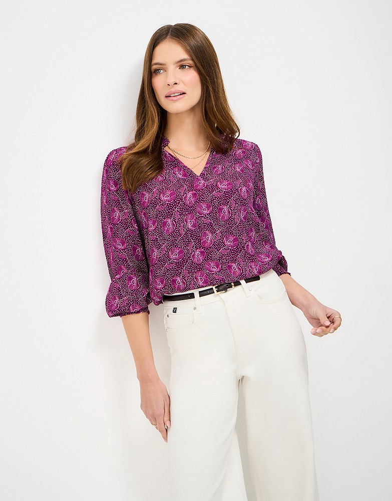 Beatrice Blouse in Mulberry Poppy Spot Print