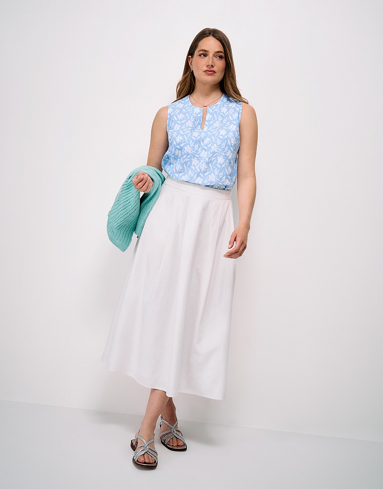 Shelley Linen-Blend Shell Top in Blue