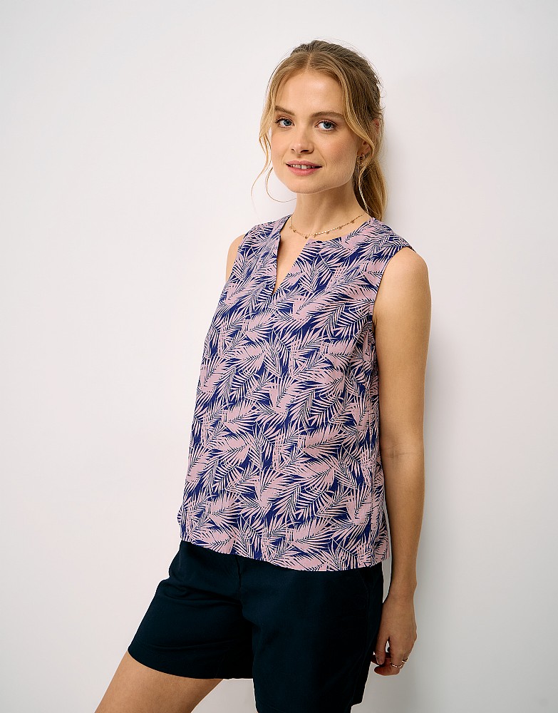 Shelley Linen-Blend Shell Top in Pink