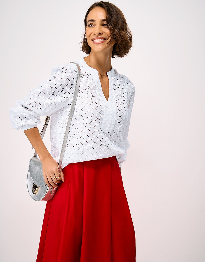 Freya Broderie Blouse in White