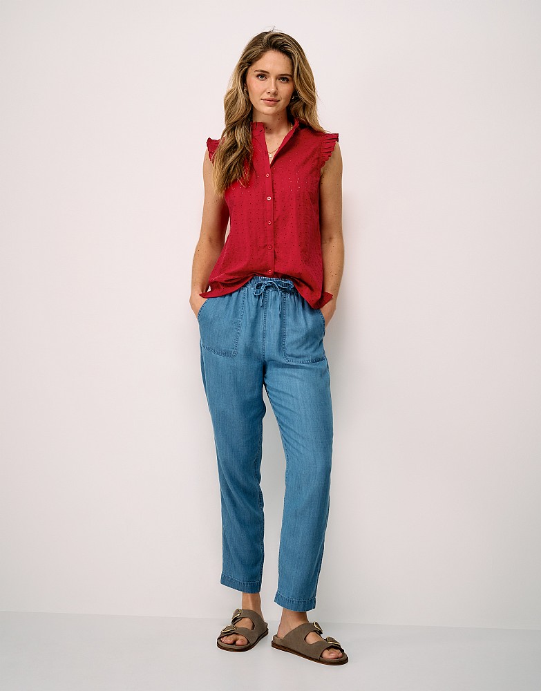 Neve Cotton Broderie Anglaise Blouse in Red