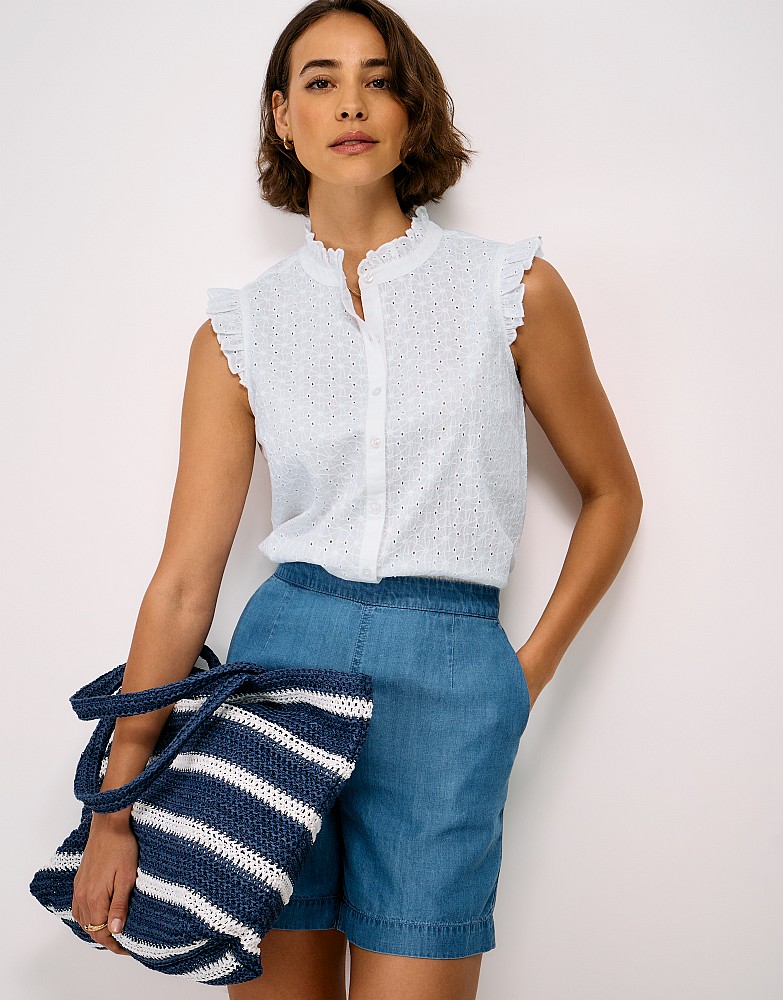 Neve Cotton Broderie Anglaise Blouse in White