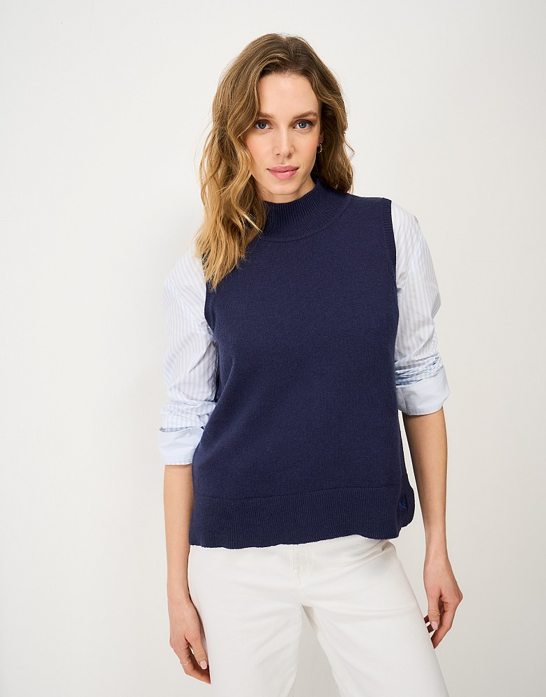 Funnel Neck Layering Vest in Navy