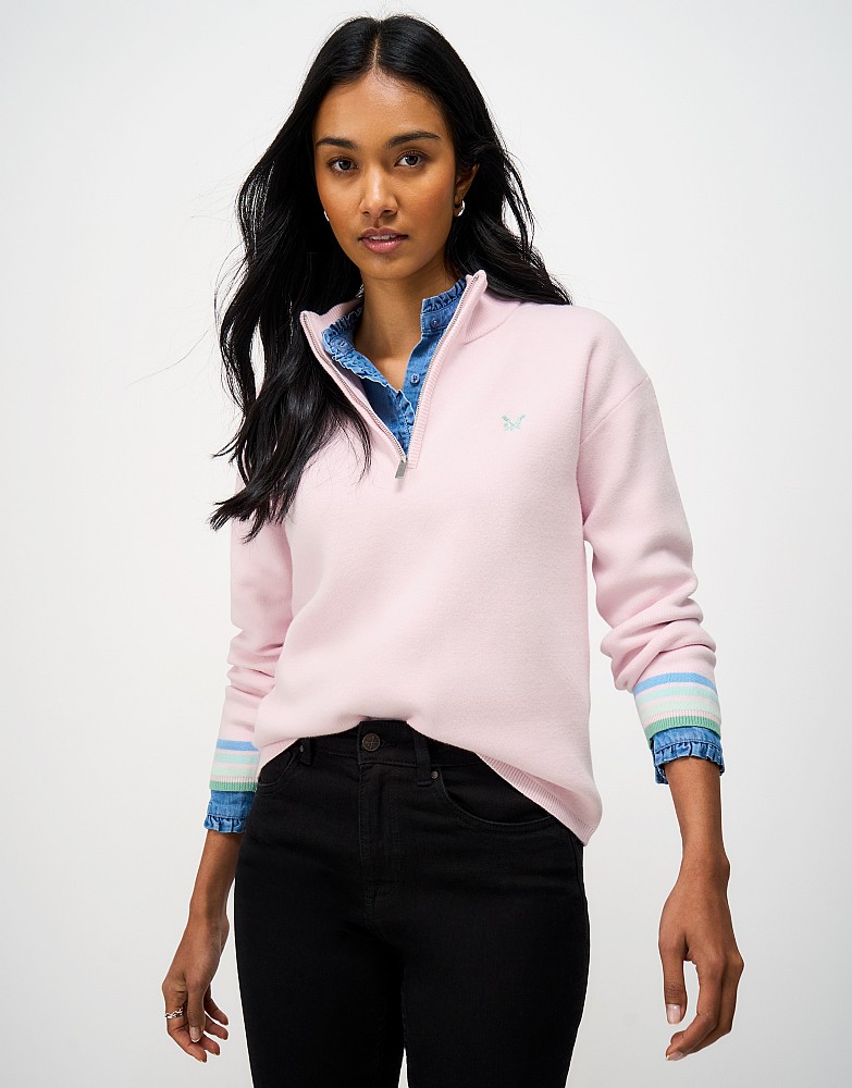 Kiefer Half Zip Jumper in Pink