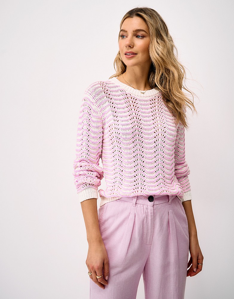 Wave Stripe Jumper in Pink and White
