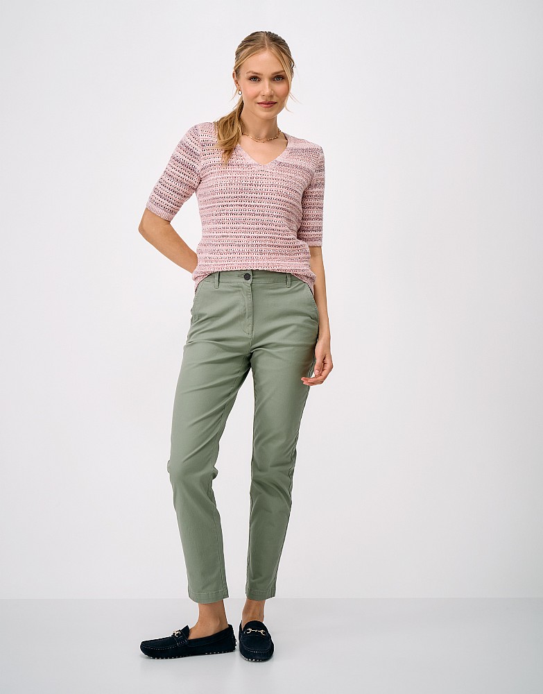Space Dye Textured Stitch Knit T-Shirt in Pink