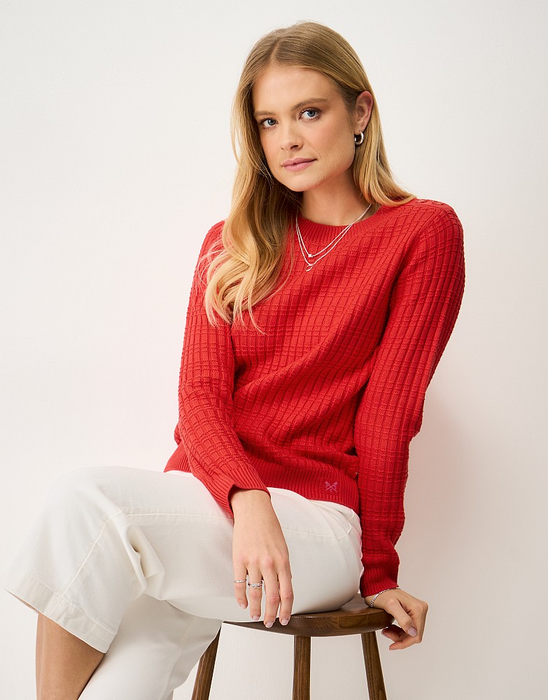 Tillie Textured Stitch Jumper in Poppy Red