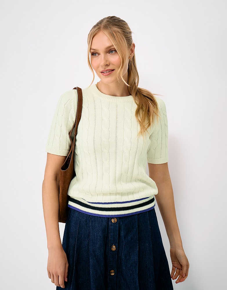 Cricket Cable Knit Top in White