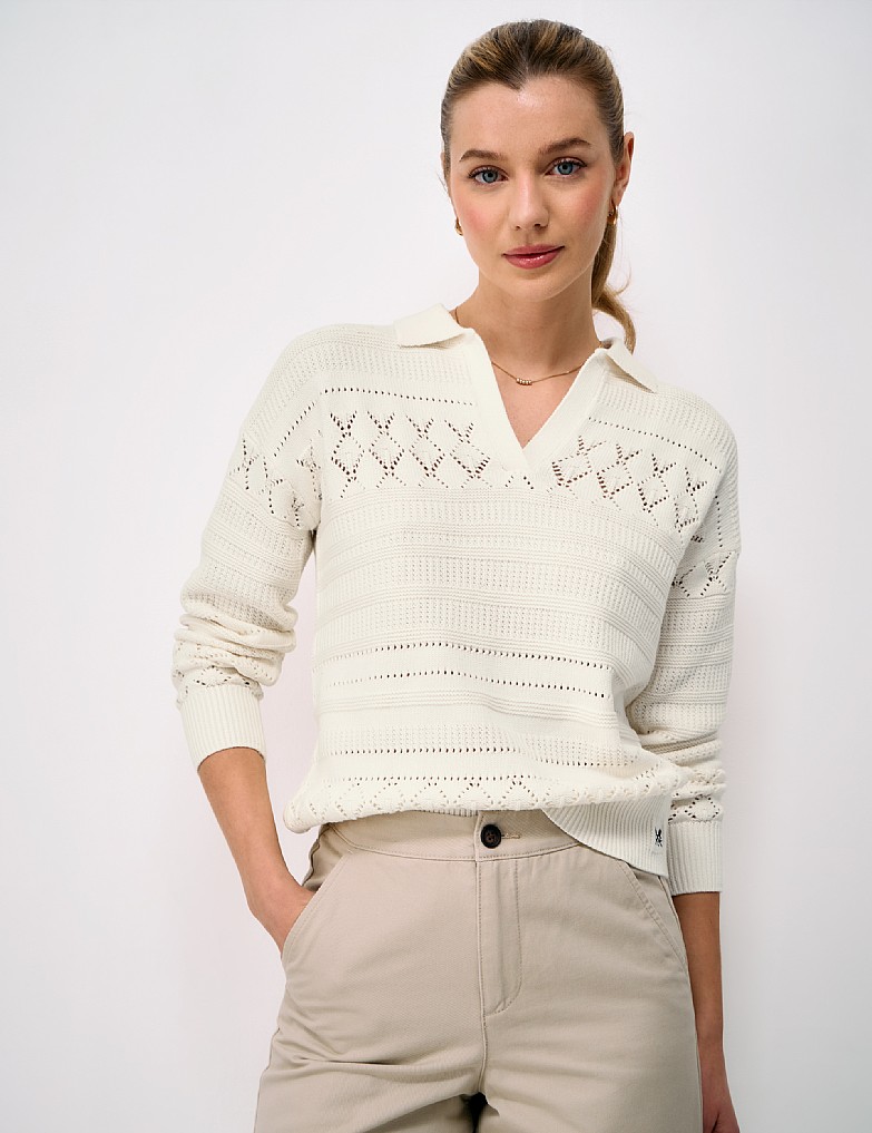 Sandrine Pointelle Jumper in Ivory
