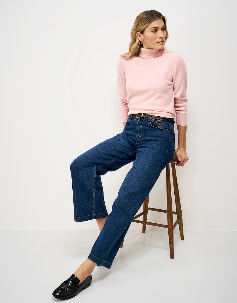 Libby Merino Wool & Cashmere Roll Neck Jumper in Pink