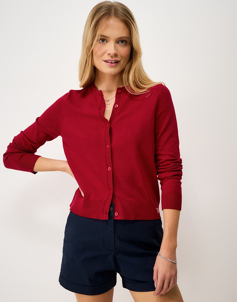 Crew Cotton Cardigan in Red