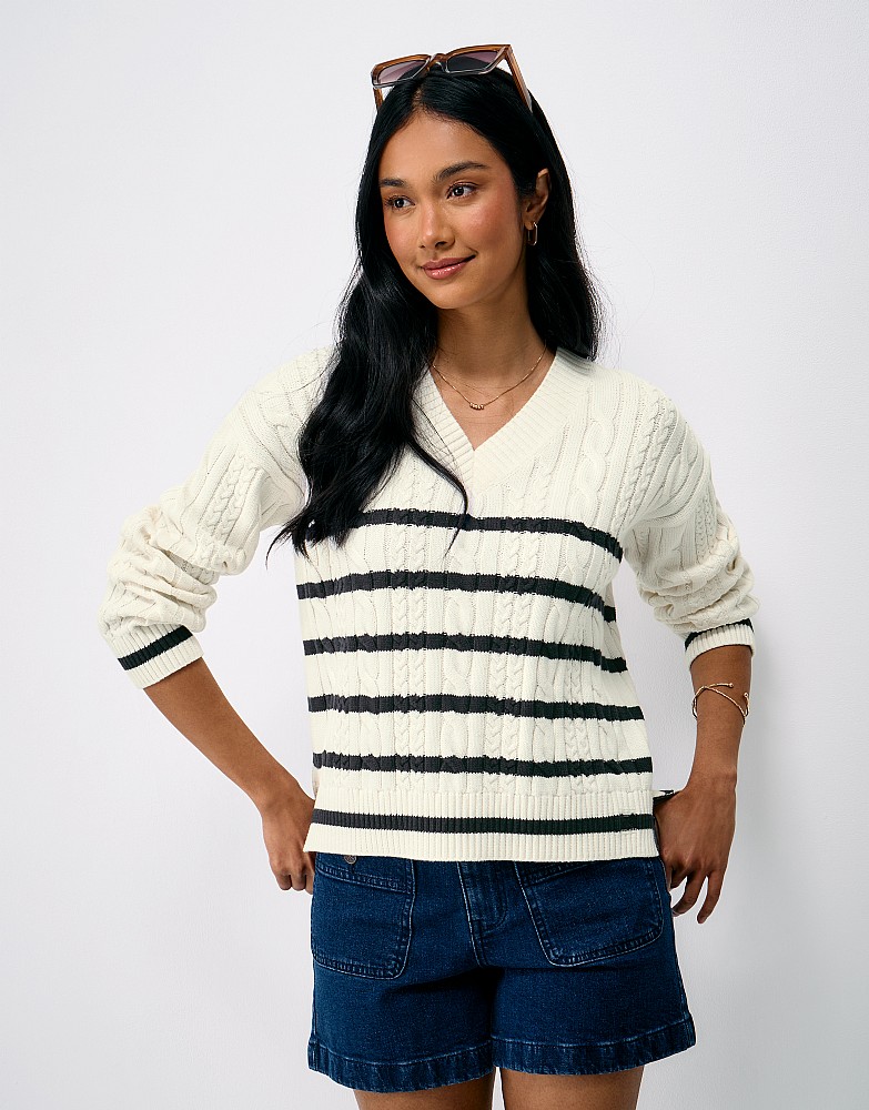 Relaxed Fit Cricket Jumper in White