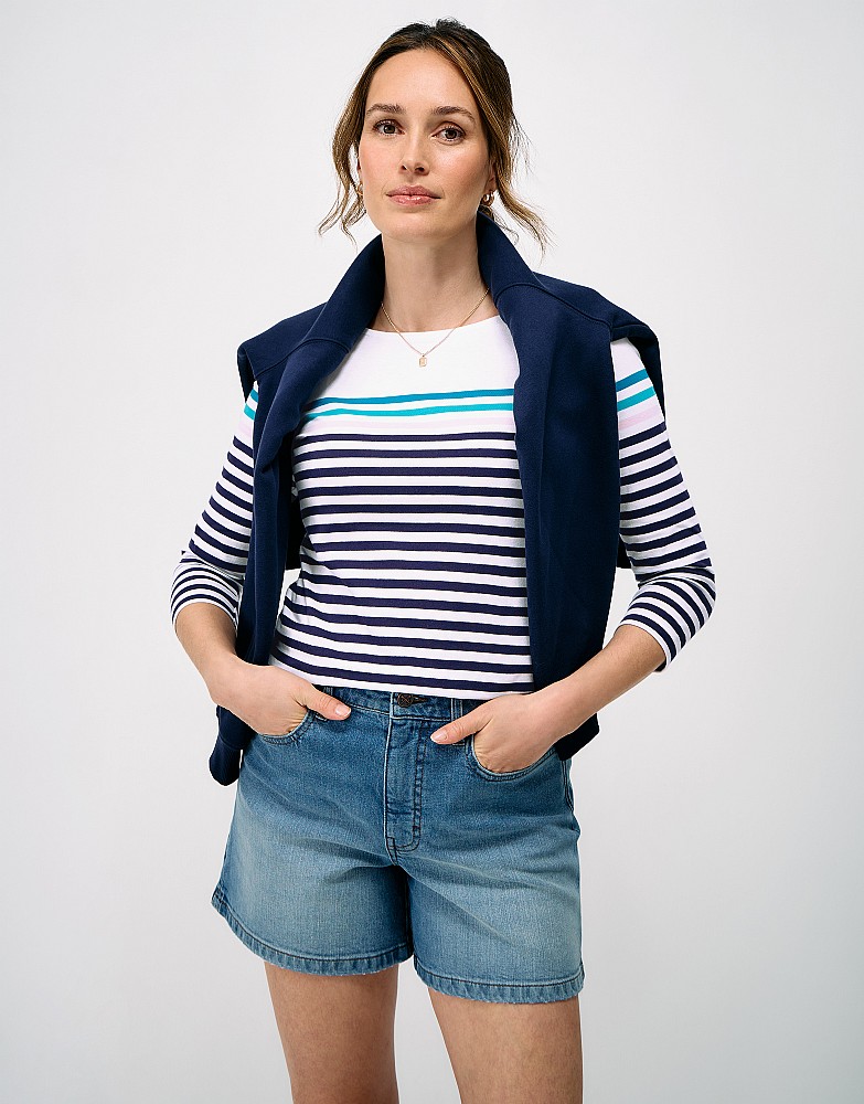 Essential Breton Top in Blue Multi-Stripe