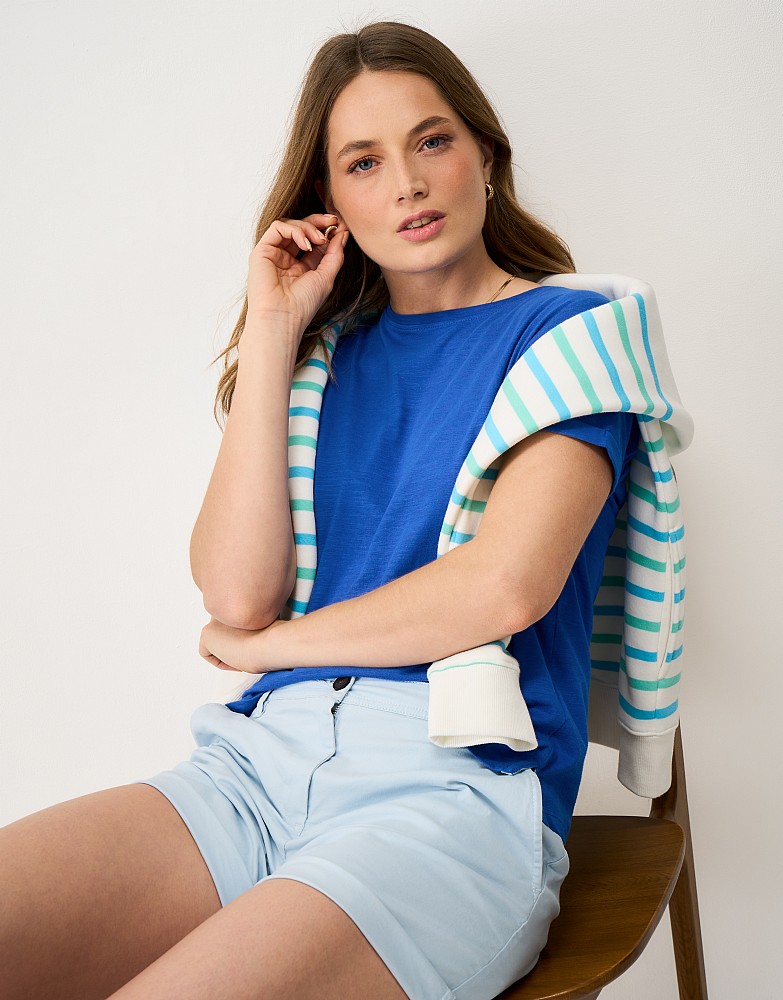 Perfect Crew Cotton-Slub Tee in Royal Blue