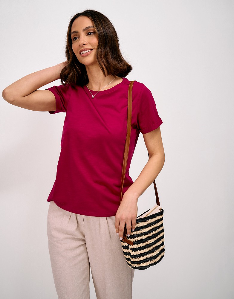 Perfect Crew Cotton-Slub Tee in Cherry Red