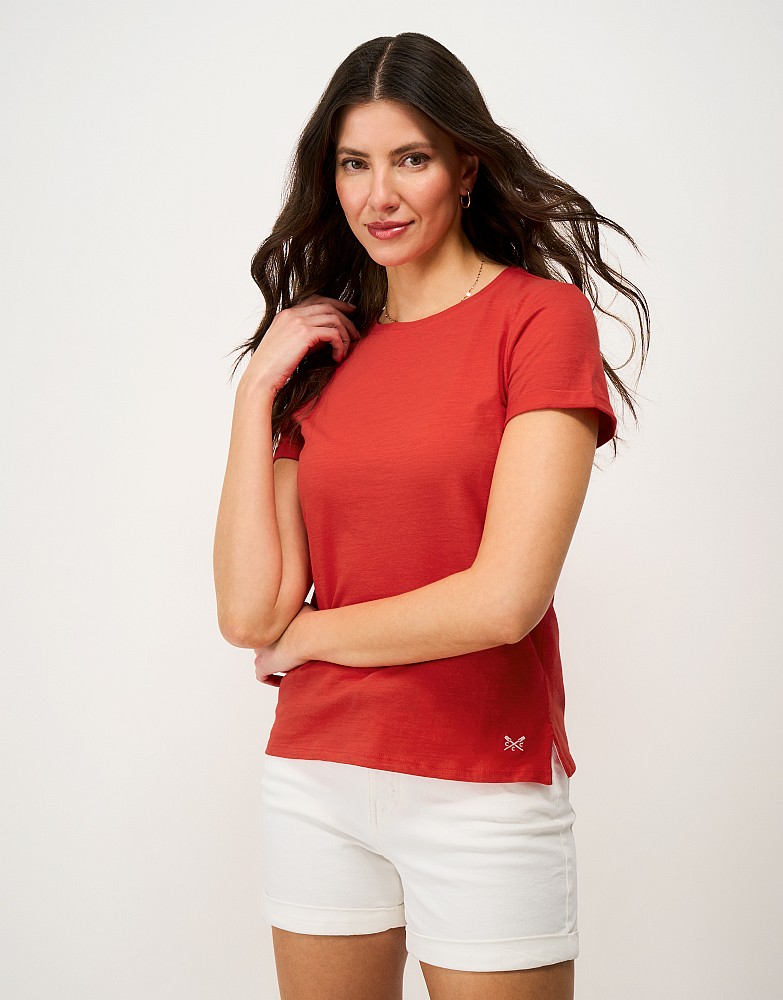 Perfect Crew Cotton-Slub Tee in Red