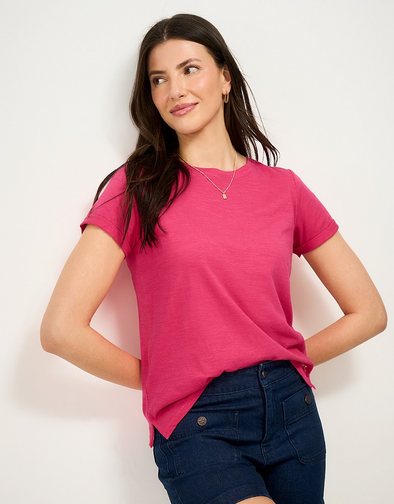 Perfect Crew Cotton-Slub Tee in Pink