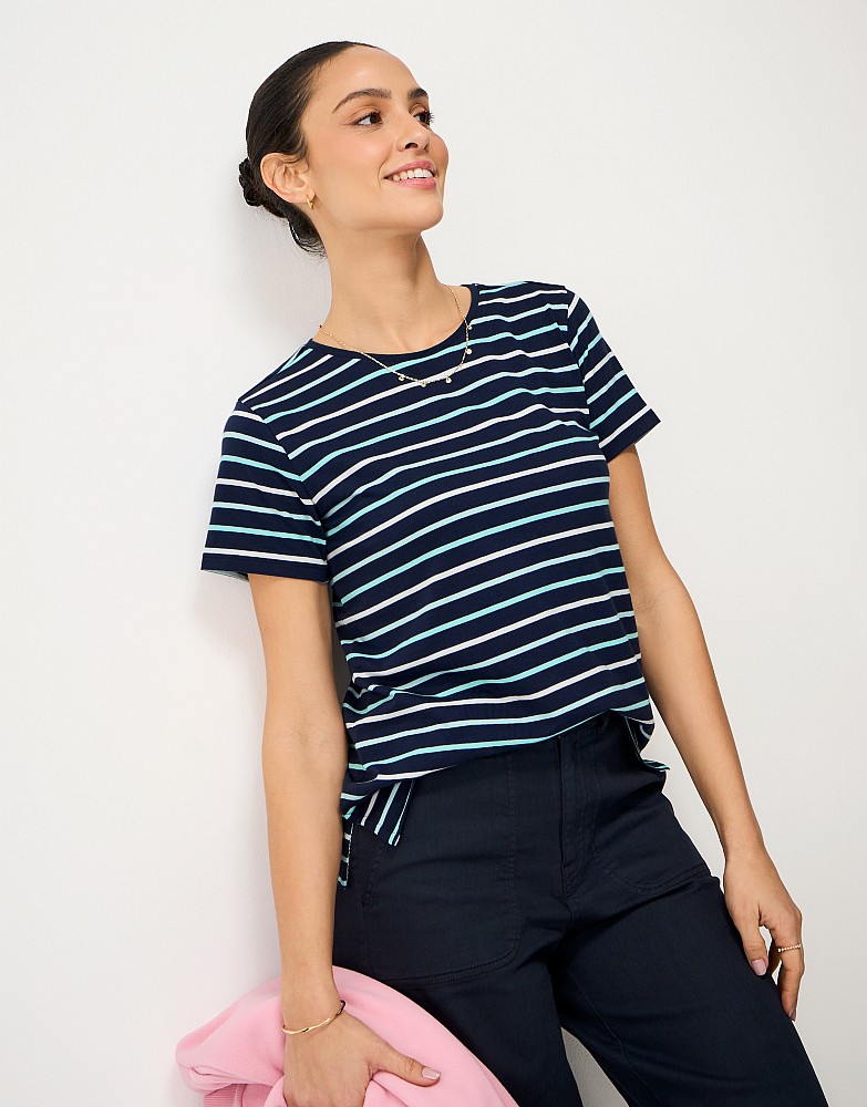 Cotton Breton Tee in Blue and Pink