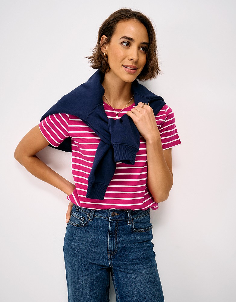 Cotton Breton Tee in Pink Stripe