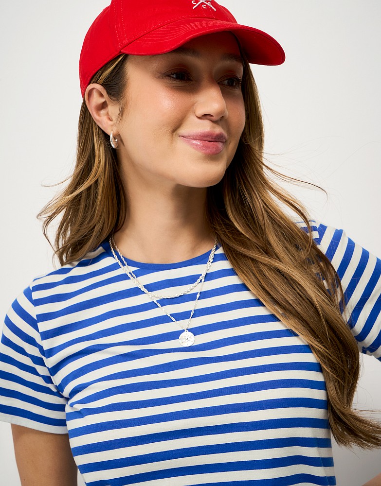 Cotton Breton Tee in White & Blue Stripe