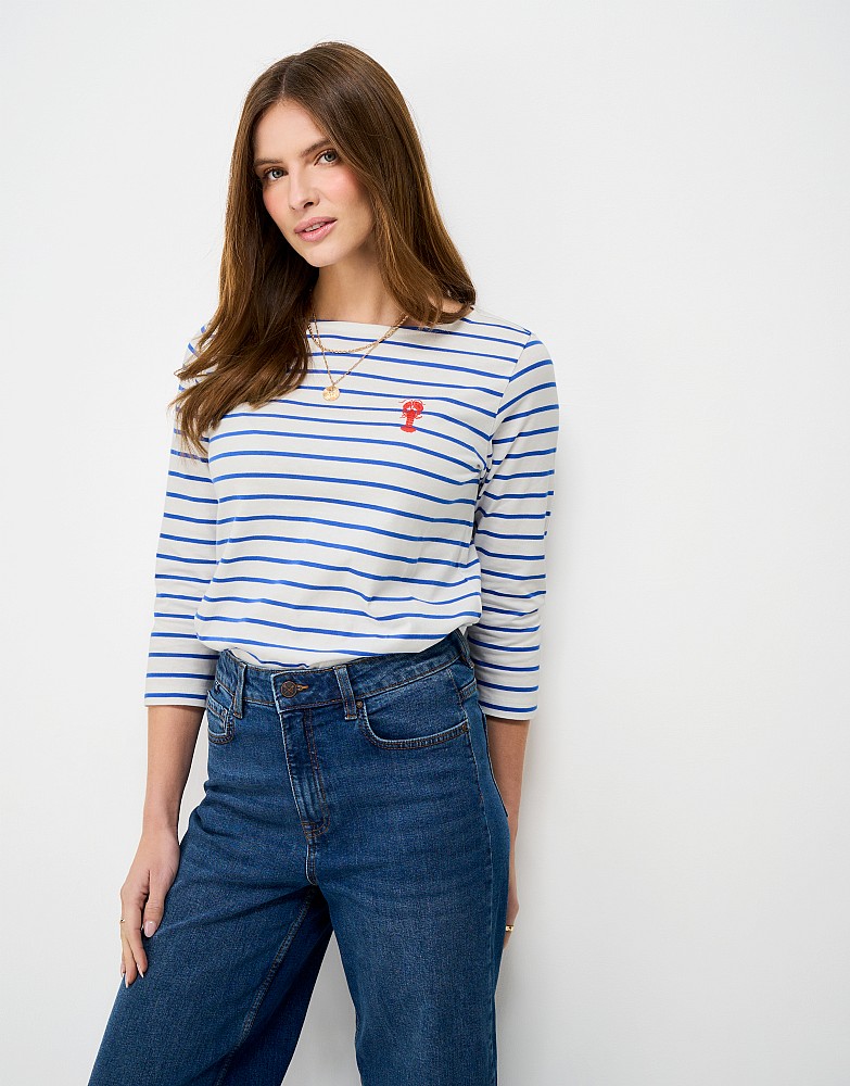 Embroidered Essential Breton in Blue Stripe