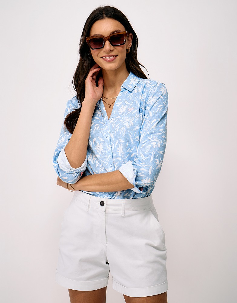Jersey Shirt in Blue Ditsy Floral Print