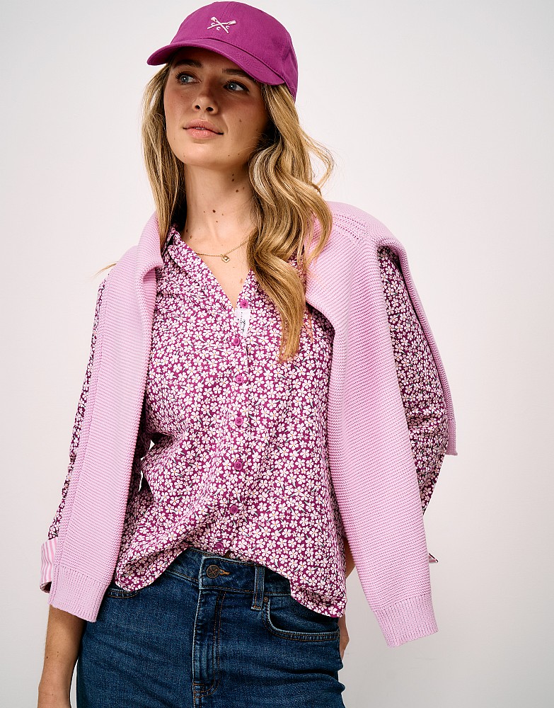 Jersey Shirt in Pink Vintage Daisy Print