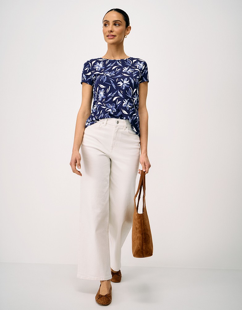 Viscose T-Shirt in Navy Floral Print