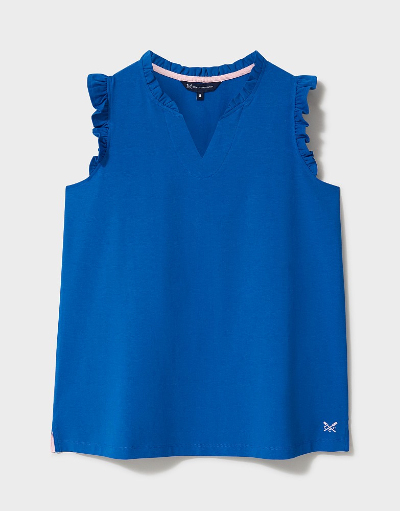 Women's Frill Jersey Vest in Blue from Crew Clothing