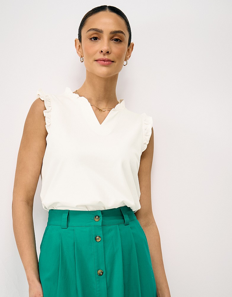 Frill Jersey Vest in White