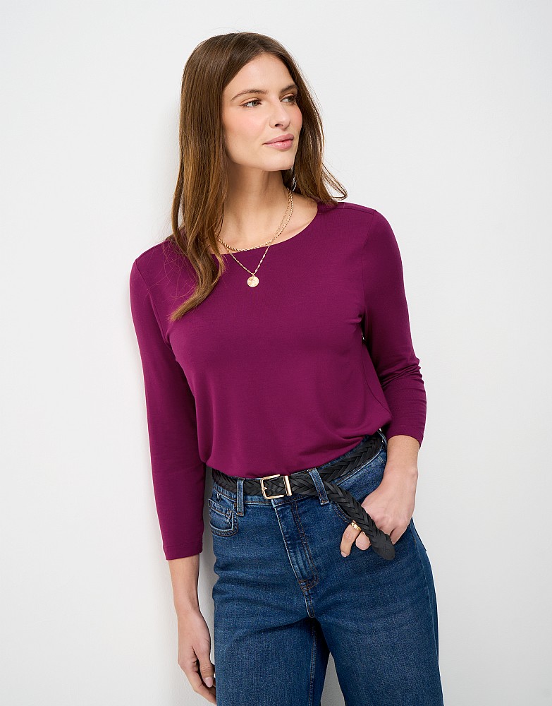 Jemima Boat Neck Top in Mulberry
