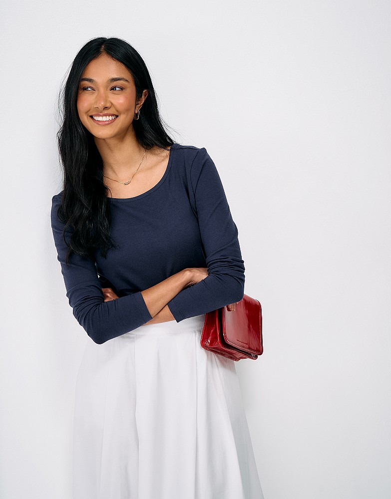 Ballet Back Jersey Top in Navy