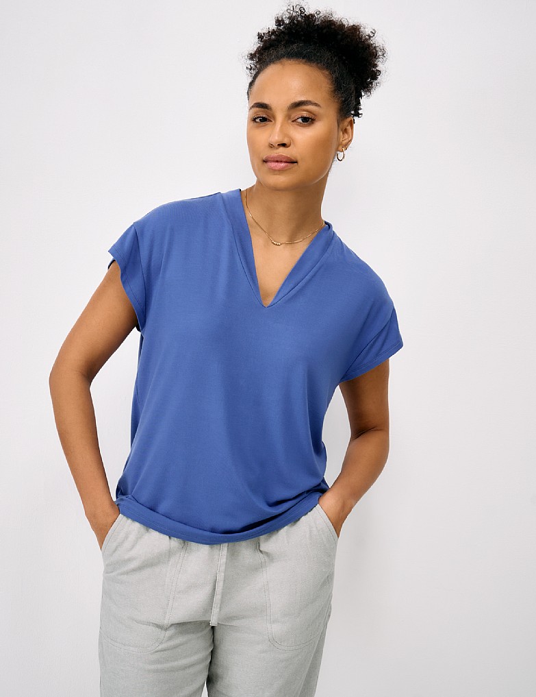 Grown-On Cap Sleeve Top in Blue