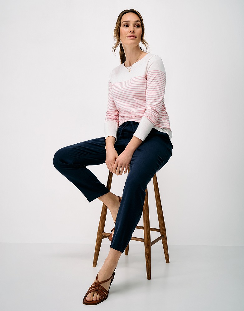 Cassandra Top in White and Pink Stripe