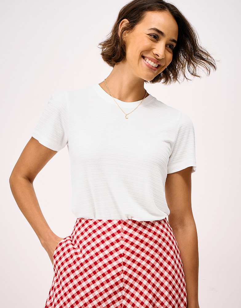 Textured Stripe Tee in White