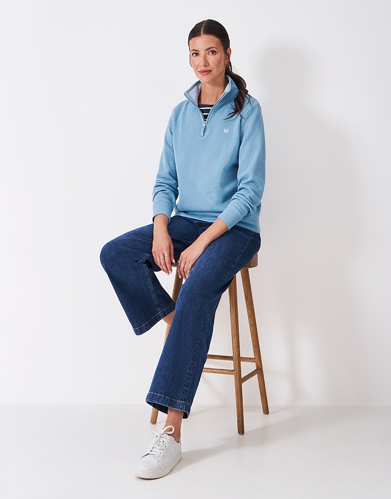 French Rib Half Zip in Blue