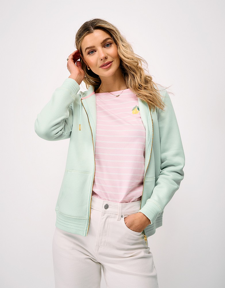 Heritage Zip Through Hoodie in Green