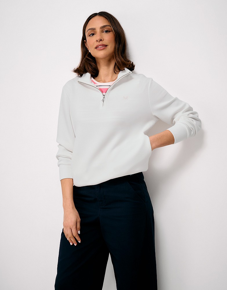 SuperLuxe Half-Zip Sweat in White