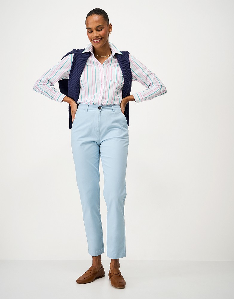 Garment Washed Chino Trousers in Blue