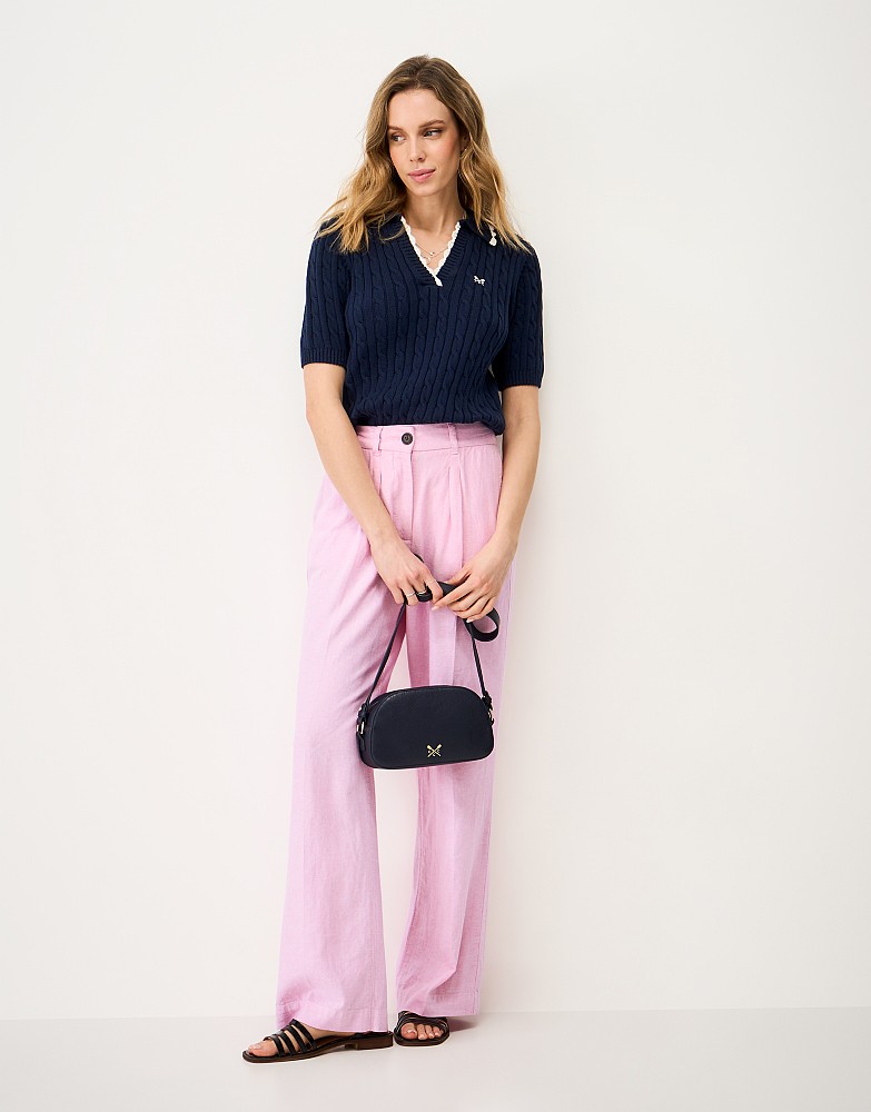 Linen Blend Wide Leg Trousers in Lavender