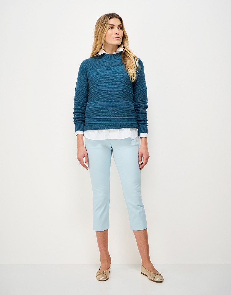 Smart Cropped Chinos in Aqua Blue