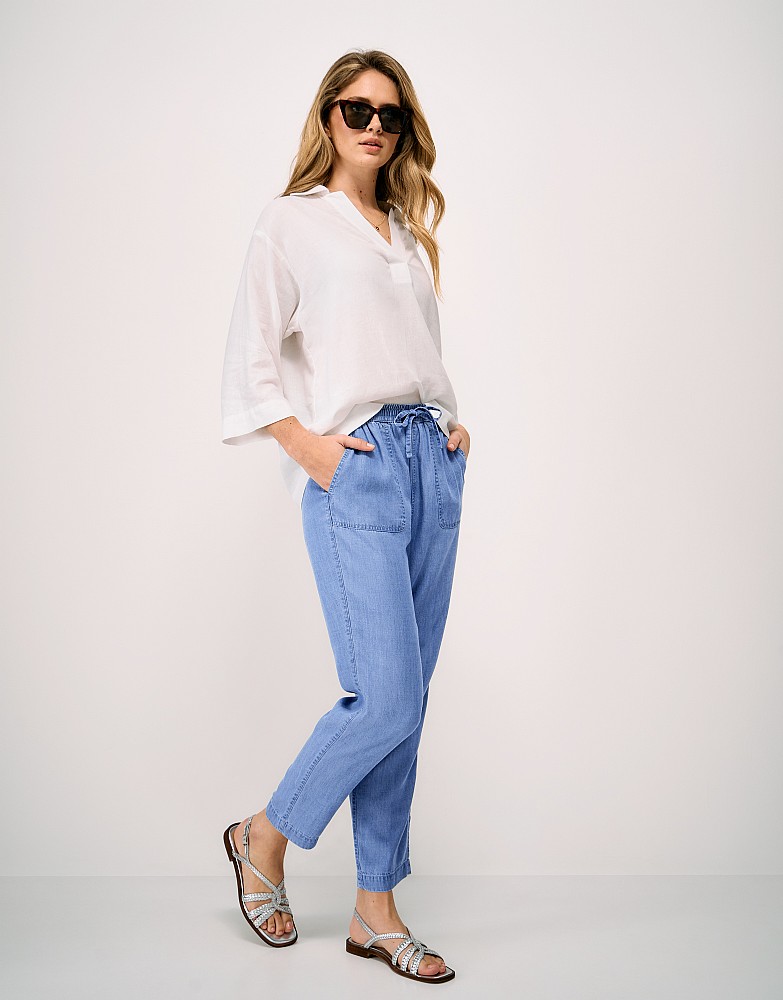 Tapered Lyocell Trouser in Chambray