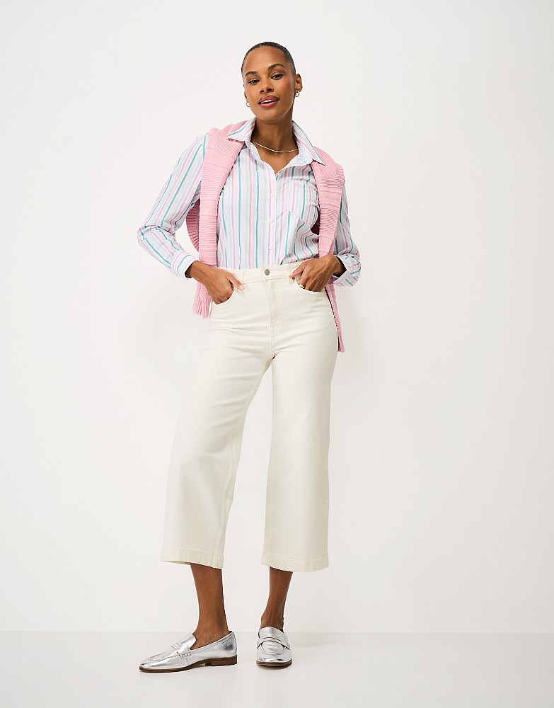 Cropped Wide-Leg Jeans in White