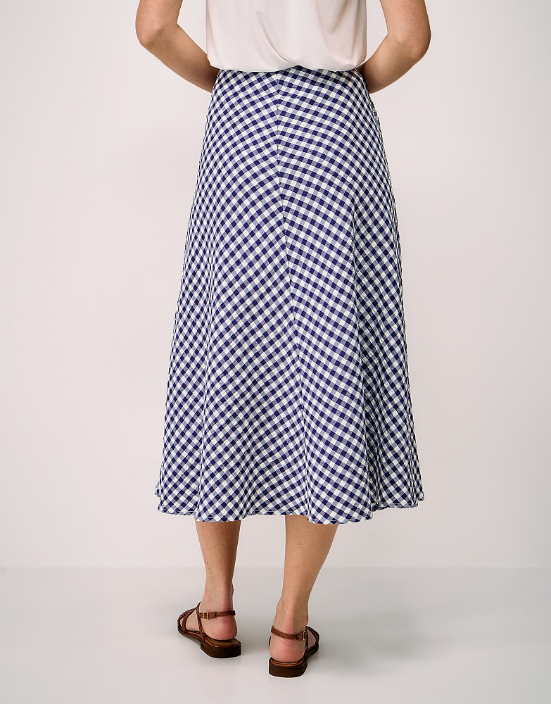 Women's Seersucker Gingham Check Skirt in Blue from Crew Clothing